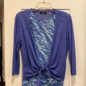 Nic+Zoe multicolor blue dress size M and matching cardigan